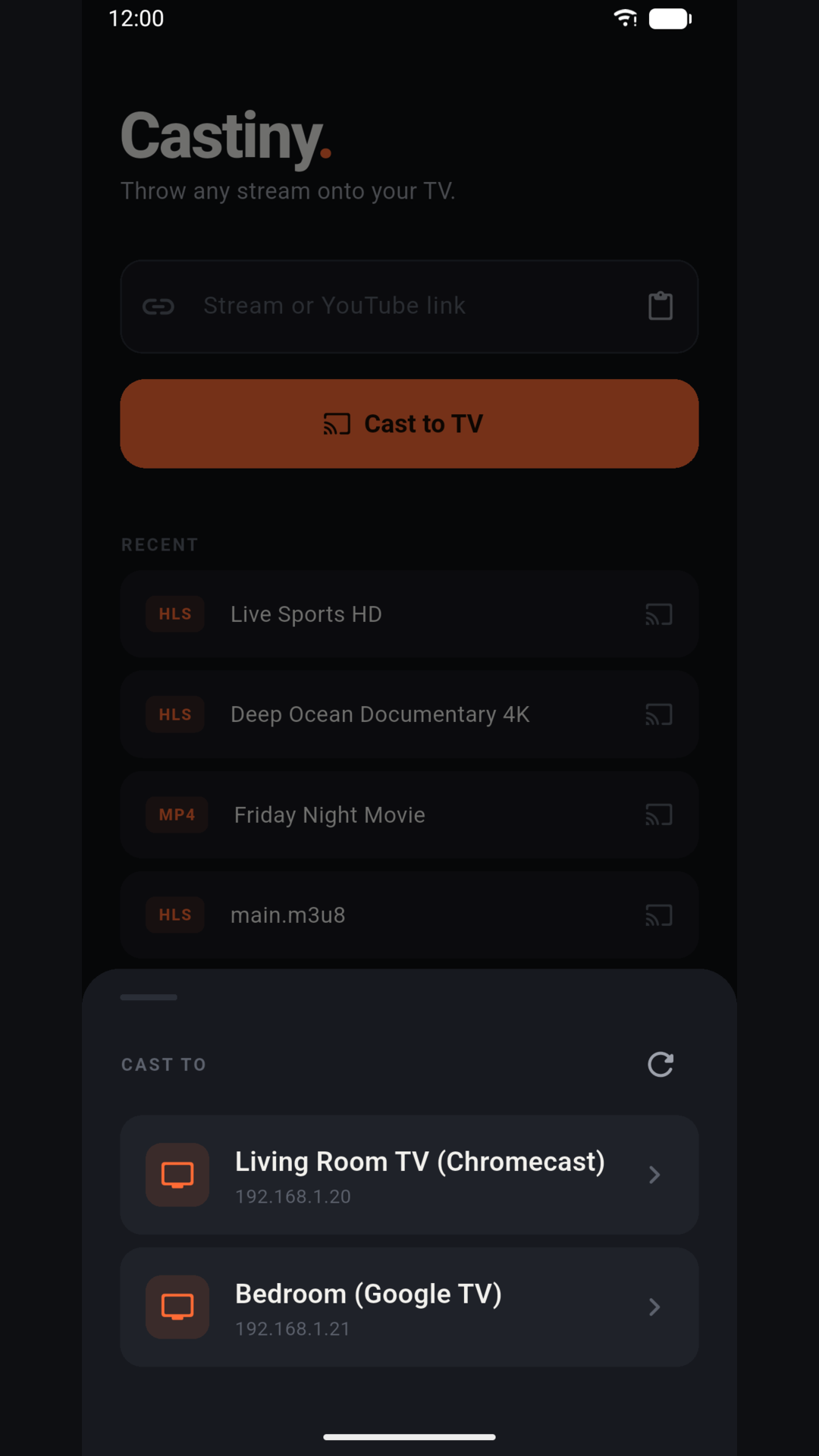 Pick a TV to cast to